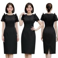 ราคา ชุดเดรสคอกลมระบายข้างเเต่งกระดุม3เม็ดผ้าไมโครS 2XL (54705367440)