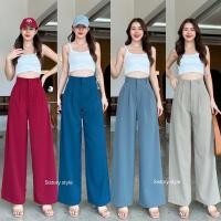ราคา Classic pants กางเกงเอวสูงขาบานทรงบอย4จีบผ้าลิลลี่ (24963891149)