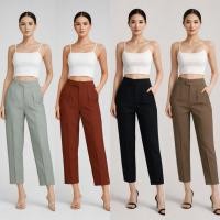 ราคา กางเกงขา8ส่วนไมโครซิปหน้าคาดกระดุม (7156567243)
