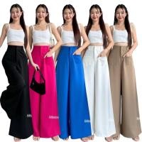 ราคา กางเกงเอวสูงขากระบอกใหญ่ผ้าลิลลี่เป๋าเเป๊ะคู่ 42 S XL (24095852761)