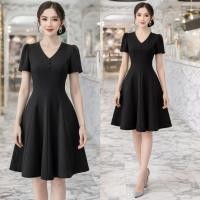 ราคา ชุดเดรสคอวีกระดุม3เม็ดผ้าไมโครสีดำ (41951031730)