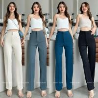 ราคา กางเกงเอวสูงขากระบอกเล็กเป๋าเจาะ zara pants ผ้าลิลลี่พรีเมียร์ (20794780903)