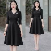 ราคา ชุดเดรสคอปกเเขนสามส่วนต่อกระโปรง8ชิ้นผ้าไมโครS 2XLo (40109673753)
