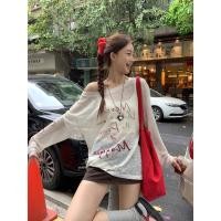 ราคา เสื้อยืดแขนยาวทรงหลวม พาดไหล่เฉียง (24296028364)