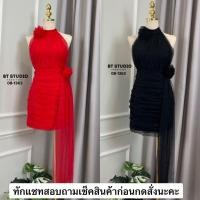 ราคา เดรสสีแดงไปงาน ชุดสีดำออกงานปักมุก (53052140361)