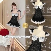 ราคา เดรสสั้นลูกไม้ฝรั่งสีดำทรงสวยน่ารัก (51705654663)