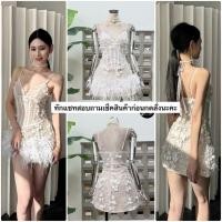 ราคา เดรสสายเดี่ยวลูกไม้สีขาวปักขนนก Mao s ชุดเจ้าสาวมินิมอล (50755941278)