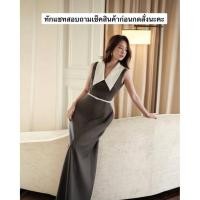 ราคา Blazers dressคอปกแขนกุดพร้อมเข็มขัดทรงสวย (46656263829)