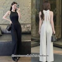 ราคา จั้มสูทแขนกุดขายาวดีเทลแต่งโบว์ยาวด้านหลัง (42477451349)