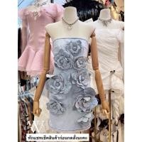 ราคา เดรสเกาะอกผ้ายีนส์ปักดอกไม้ (29069255348)