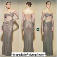 ราคา ชุดราตรียาวปาดไหล่รีดเพชรทั้งตัว ชุดไปงานใส่ออกงาน (26487288474)