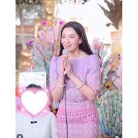 ราคา เดรสผ้าไทยสีม่วงพาสเทล ชุดไทยเบลล่าใส่ (24334428706)