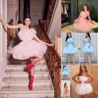 ราคา เดรสเกาะอกระบายชั้นผ้ามุ้งอลังสวยหรู เดรสออกงาน (6284675390)