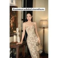 ราคา Elegant Floral เดรสผ้าทอลูกไม้พิเศษ ชุดสีครีมงานปัก3Dทั้งชุด (44706716310)