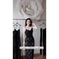 ราคา เดรสสายเดี่ยวผ้าลูกไม้สีดำ เดรสทรงเข้ารูปผ่าหลัง (40912429687)