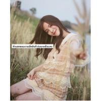 ราคา เดรสลายสก็อตคอปกใหญ่ เดรสคอปกลูกไม้ (18377945725)