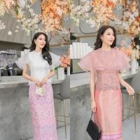 ราคา เสื้อลูกไม้ระบายแต่งผ้าแก้วสวยงาม เสื้อชุดไทยประยุกต์ (25601494275)