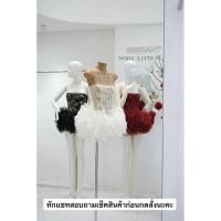 ราคา Mini dress party เดรสสั้นเกาะอกลูกไม้กระโปรงบานฟูๆอลัง ชุดไปงานใส่ออกงาน (43578860114)