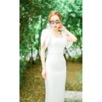 ราคา เดรสยาวสีขาวสวยเรียบหรูดูดี ชุดขาวงานบุญ ชุดขาวไปงาน (23831823460)