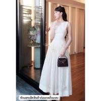 ราคา เดรสยาวแขนกุดสีขาวปักดอกไม้ (41855379460)