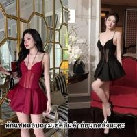 ราคา เดรสสั้นสายเดี่ยวสาวเวียดนาม เดรสสีแดง เดรสสีดำ ชุดปาร์ตี้ออกงานสวยๆ (52506243988)