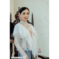 ราคา เสื้อลูกไม้แขนยาวสีขาวฉลุลูกไม้สวยหรู ชุดไทยประยุกต์ เสื้องานบุญงานบวช (22883892025)