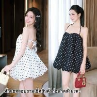 ราคา Cutie Baby Doll mini dress ชุดมินิเดรสทรงบอลลูนลาย Polka dot ชุดเวียดนาม (44555795390)