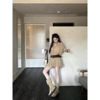 ราคา Love laugher girl เสื้อเชิ้ตแขนสั้นและกระโปรงวันพีซ สไตล์กากี (42310932292)