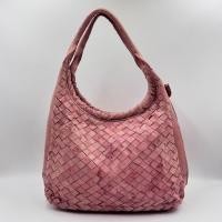 ราคา กระเป๋ามือสอง กระเป๋าหนังนกกระจอกเทศแท้สีชมพู ดีไซน์หนังสานทั้งใบ (53456920571)