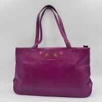 ราคา กระเป๋าหนังแท้สีม่วงทรง Tote ใบใหญ่ (49854128655)