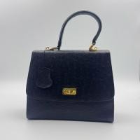 ราคา กระเป๋าถือ หนังนกกระจอกเทศแท้สีดำ (40827721928)