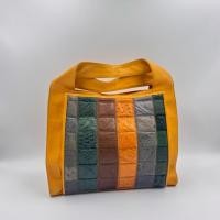ราคา กระเป๋าหนังแท้โทนเหลืองมัสตาร์ด Exotic Leather Patchwork (44328290859)