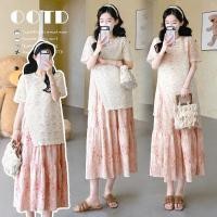 ราคา ชุดคลุมท้องแขนสั้นลูกไม้พร้อมชุดกระโปรงลายดอกไม้สองชิ้น (56358077014)