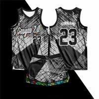 ราคา Vintage Wire Mesh Basketball Jersey Shorts Set with Sasyao 2 0 Print Suitable for Athletic Activities and Street Style (45957595236)