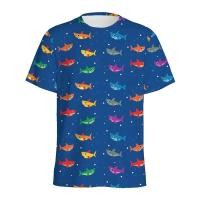 ราคา เสื้อยืดเด็กลายการ์ตูนฉลาม พิมพ์ลายสัตว์ทะเล แขนสั้น ใส่สบาย (53954641062)