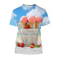ราคา เสื้อยืดลายอนิเมะ ออกแบบลายไอศกรีม แขนสั้นคอด้าน (51904304999)