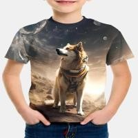 ราคา เสื้อยืดแขนสั้นสำหรับเด็ก ออกแบบเป็นลายหมาป่า สบายๆ ในฤดูร้อน (46954184176)