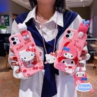 ราคา เคสโทรศัพท์มือถือ แบบนิ่ม ลายการ์ตูนคิตตี้ สีชมพู พร้อมสายคล้องคอ และขาตั้ง สําหรับ iPhone 14 Pro Max 14 Plus 13 12 11 Pro Max 12 13 Mini X XR XS Max 8 7 6 6s Plus (18568864449)