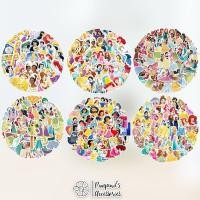 ราคา ร้านในไทยพร้อมส่ง สติ๊กเกอร์กันน้ำลายเจ้าหญิง PRINCESS Waterproof Decoration Sticker Set (54607853370)