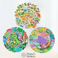 ราคา ร้านในไทยพร้อมส่ง สติ๊กเกอร์กันน้ำลายการ์ตูนไดโนเสาร์ DINOSAUR CARTOON Waterproof Decoration Sticker Set (49357923272)