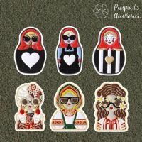 ราคา ร้านในไทยพร้อมส่ง เข็มกลัดเซ็ทสาวรัสเซียและตุ๊กตาแม่ลูกดก RUSSIA GIRLS MATRYOSHKA DOLL Enamel Brooch Pin Set (48007616521)
