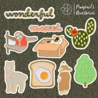 ราคา ร้านในไทยพร้อมส่ง เข็มกลัดเซ็ทสลอธ กระบองเพชรและคอร์กี้ SLOTH CACTUS CORGI Enamel Brooch Pin Set (26794423644)