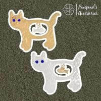 ราคา ร้านในไทยพร้อมส่ง เข็มกลัดเซ็ทแมวสีเงินและสีทองกินปลา SLIVER GOLD CAT AND FISH Brooch Pin Set (43279533245)