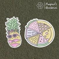 ราคา ร้านในไทยพร้อมส่ง เข็มกลัดเซ็ทสัปปะรดบิกินี่และพิซซ่า BIKINI PINEAPPLE PIZZA Enamel Brooch Pin Set (55807621566)