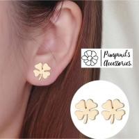 ราคา ร้านในไทยพร้อมส่ง ต่างหูสแตนเลสลายใบโคลเวอร์สี่แฉก FOUR LEAF CLOVER Stainless Steel Minimalist Stud Earring (47407747394)
