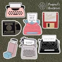 ราคา ร้านในไทยพร้อมส่ง เข็มกลัดเซ็ทฟลอปปีดิสก์และเครื่องพิมพ์ดีด FLOPPY SIDK TYPEWRITER Enamel Brooch Pin Set (46407582690)