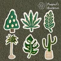 ราคา ร้านในไทยพร้อมส่ง เข็มกลัดเซ็ทใบไม้สีเขียวและกระบองเพชร GREEN LEAF CACTUS Enamel Brooch Pin Set (44607587067)