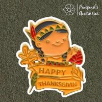 ราคา ร้านในไทยพร้อมส่ง เข็มกลัดลายสาวน้อยอินเดียแดง HAPPY THANKSGIVING AMERICAN INDIAN GIRL Enamel Brooch Pin (50307596512)