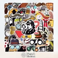 ราคา ร้านในไทยพร้อมส่ง สติ๊กเกอร์กันน้ำลายอาชีพนักสืบ DETECTIVE Waterproof Decoration Sticker Set (51907903082)