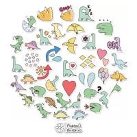 ราคา ร้านในไทยพร้อมส่ง สติ๊กเกอร์กันน้ำขนาดเล็กลายไดโนเสาร์ DINOSAUR GANG Small Waterproof Decoration Sticker Set (57407894022)